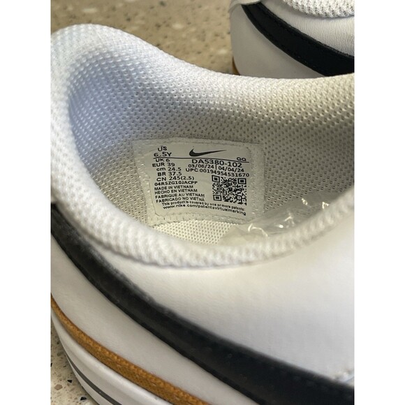 Size 6.5 Y Boys - Nike Court Legacy (GS) Lift Low White/ Black-Desert Ochre EUC! - Picture 11 of 12